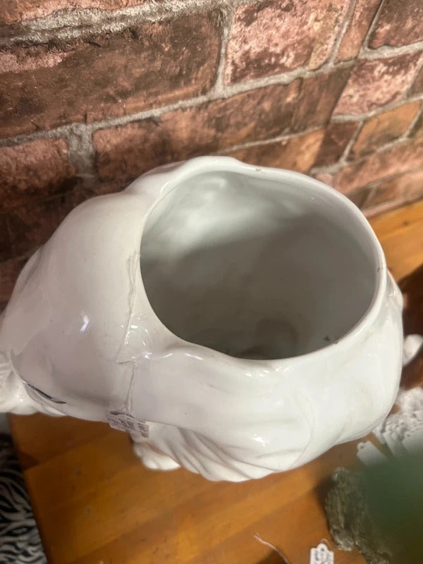 White Ceramic Elephant Planter/Umbrella Stand