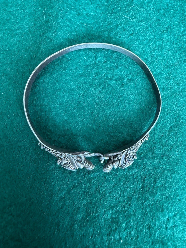 Sterling Silver Dragon Open Bangle