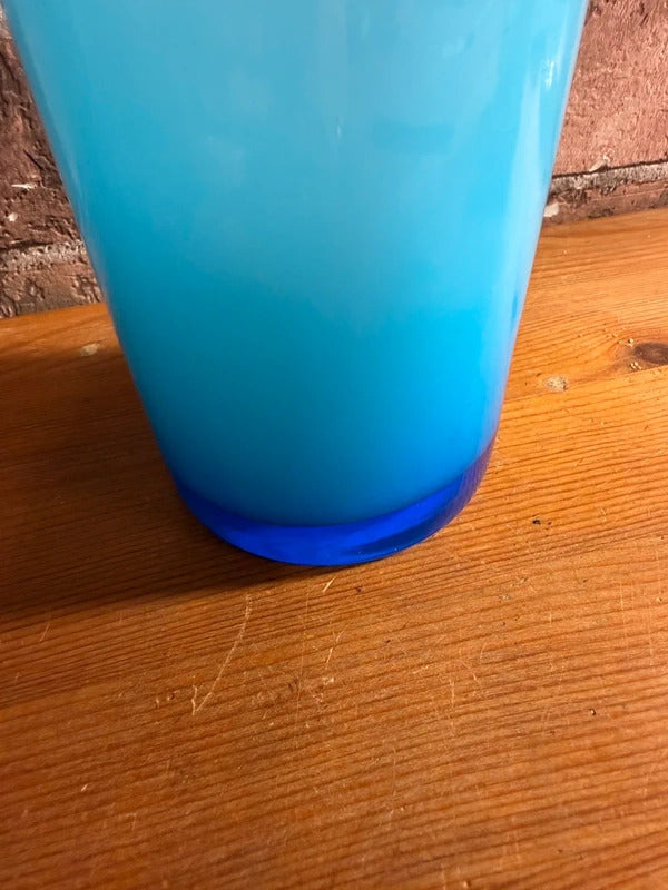Vintage Swedish Blue Glass Bottle Vase