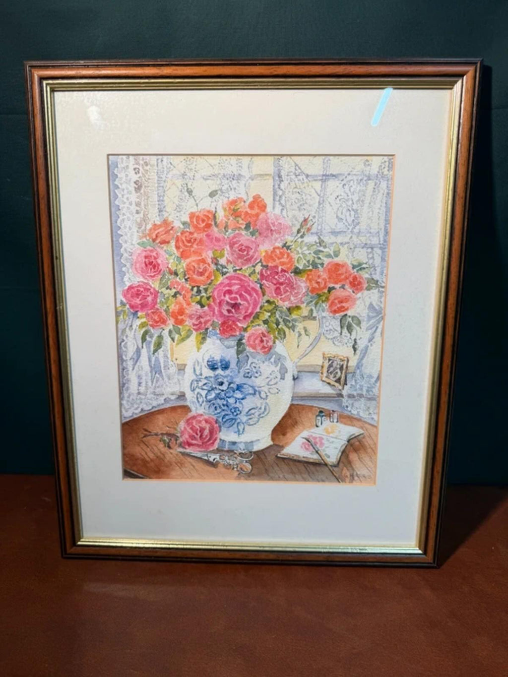 G Hams Floral Framed & Signed Watercolour