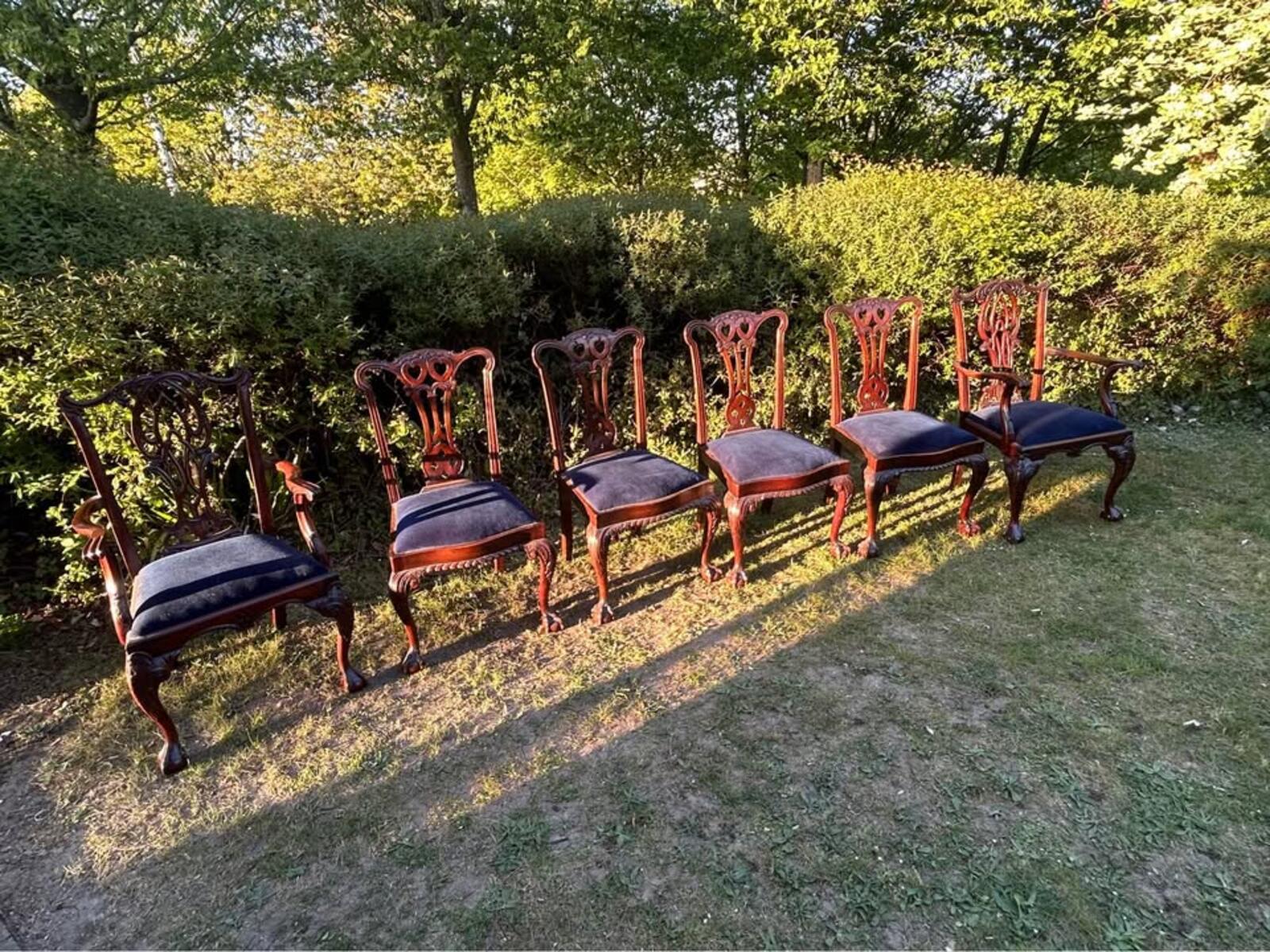Set of Six Chippendale Style Mahogany Dining Chairs