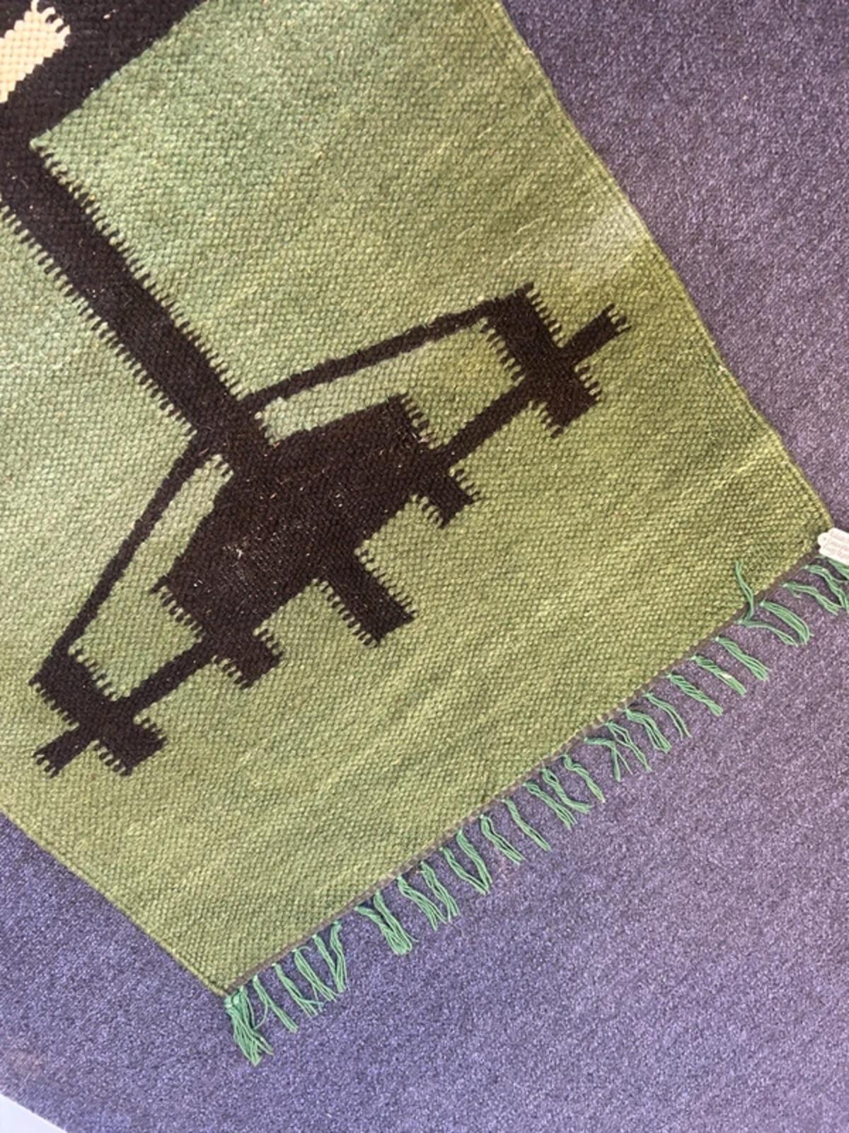 Vintage Kilim Style Green and Black Tapestry/Rug