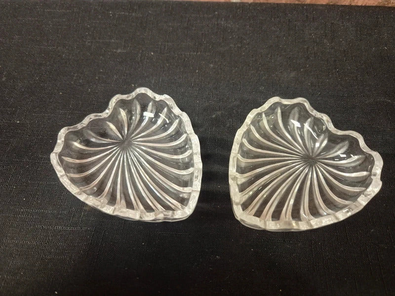 Art deco Heart shape glass trinket dish