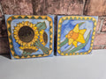 Pair of hand painted silk tiles