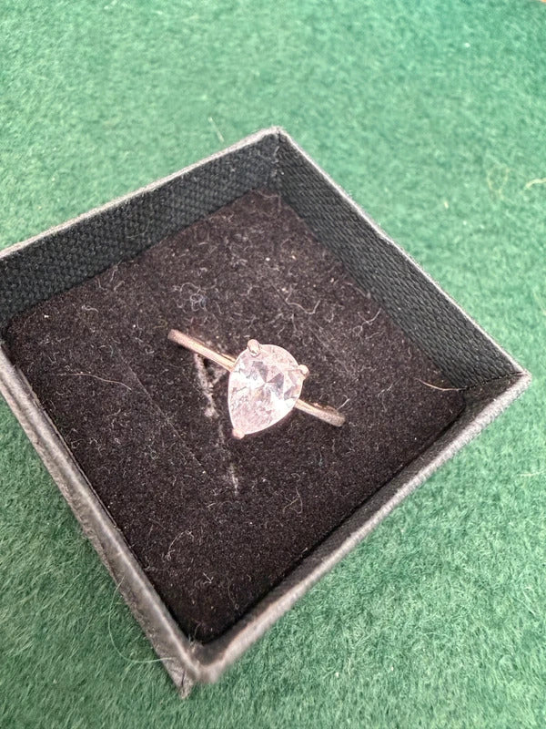 Silver Pear Drop 925 Hallmarked Ring - Size P