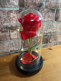 Faux Rose in Glass Dome Cloche