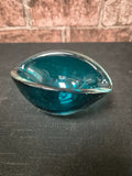 Blue glass oval dish