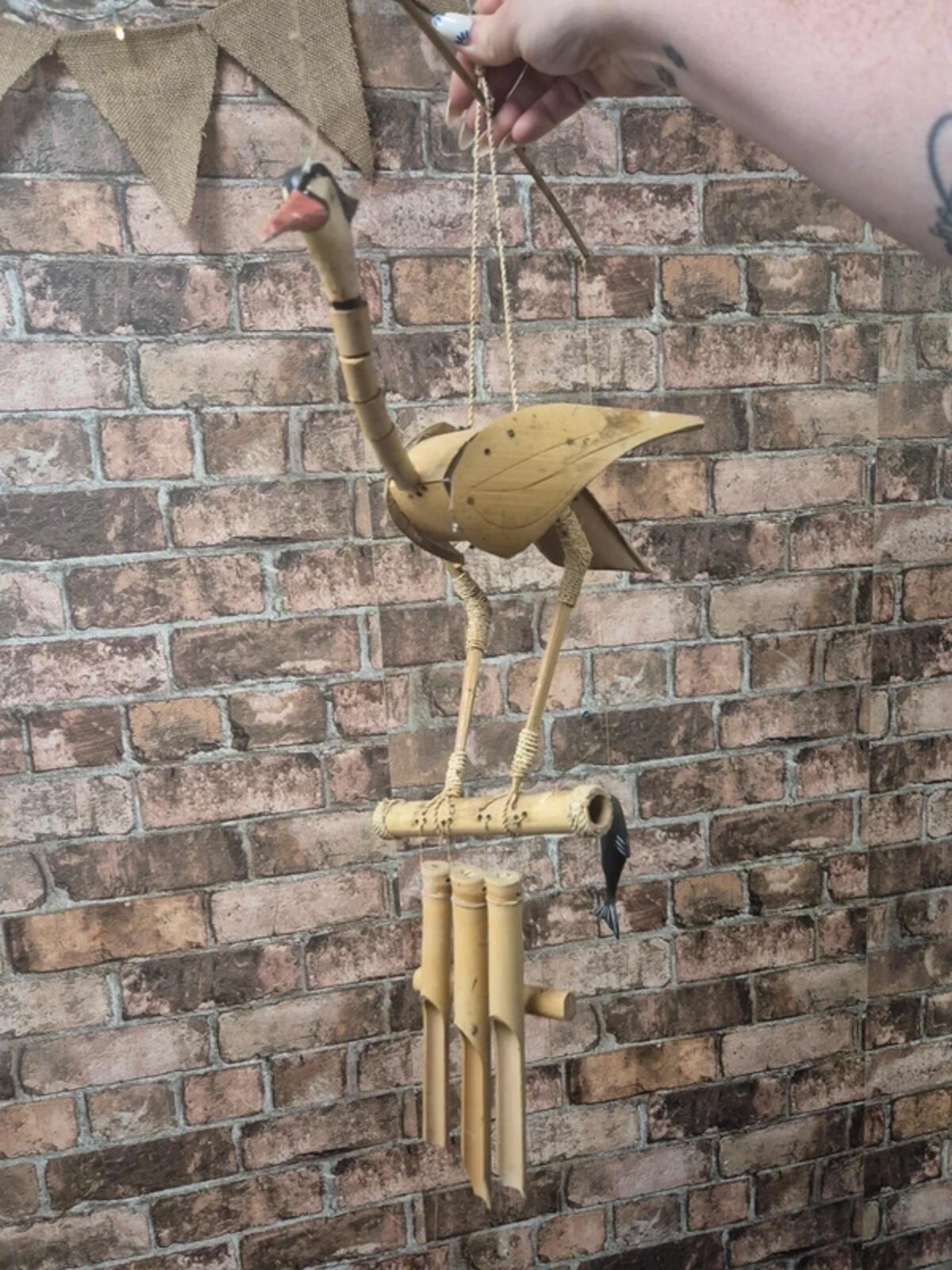 Vintage stork - bamboo wind chime
