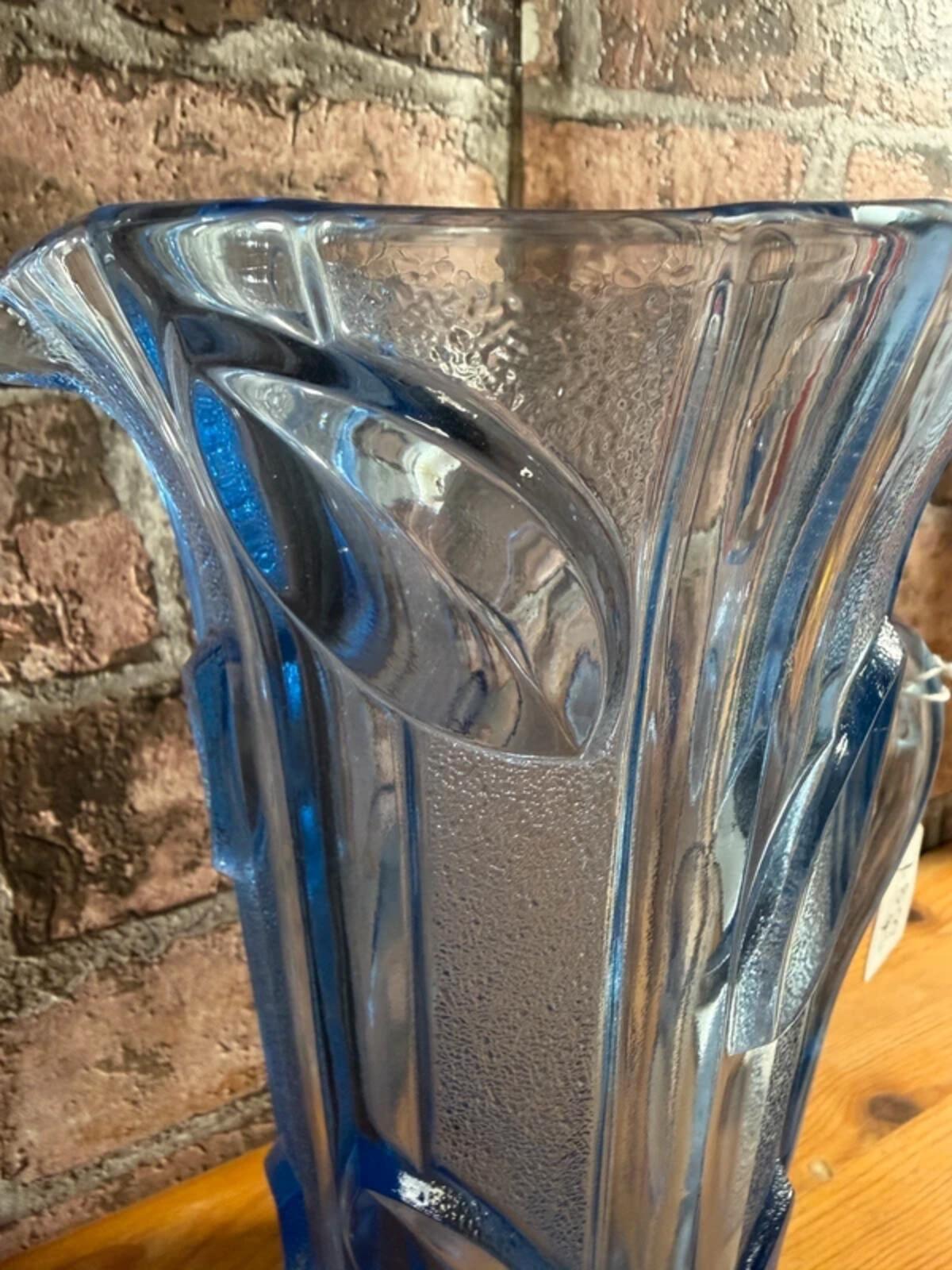 Vintage French Blue Glass Pitcher Jug