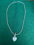 Sterling Silver Heart T Bar Silver Necklace