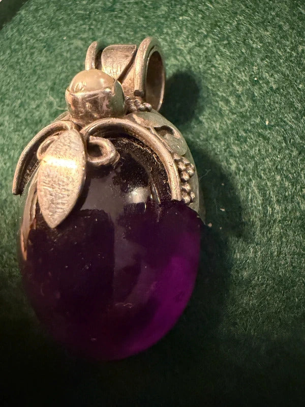 Sterling Silver and Amethyst Large Pendant - 33.8g
