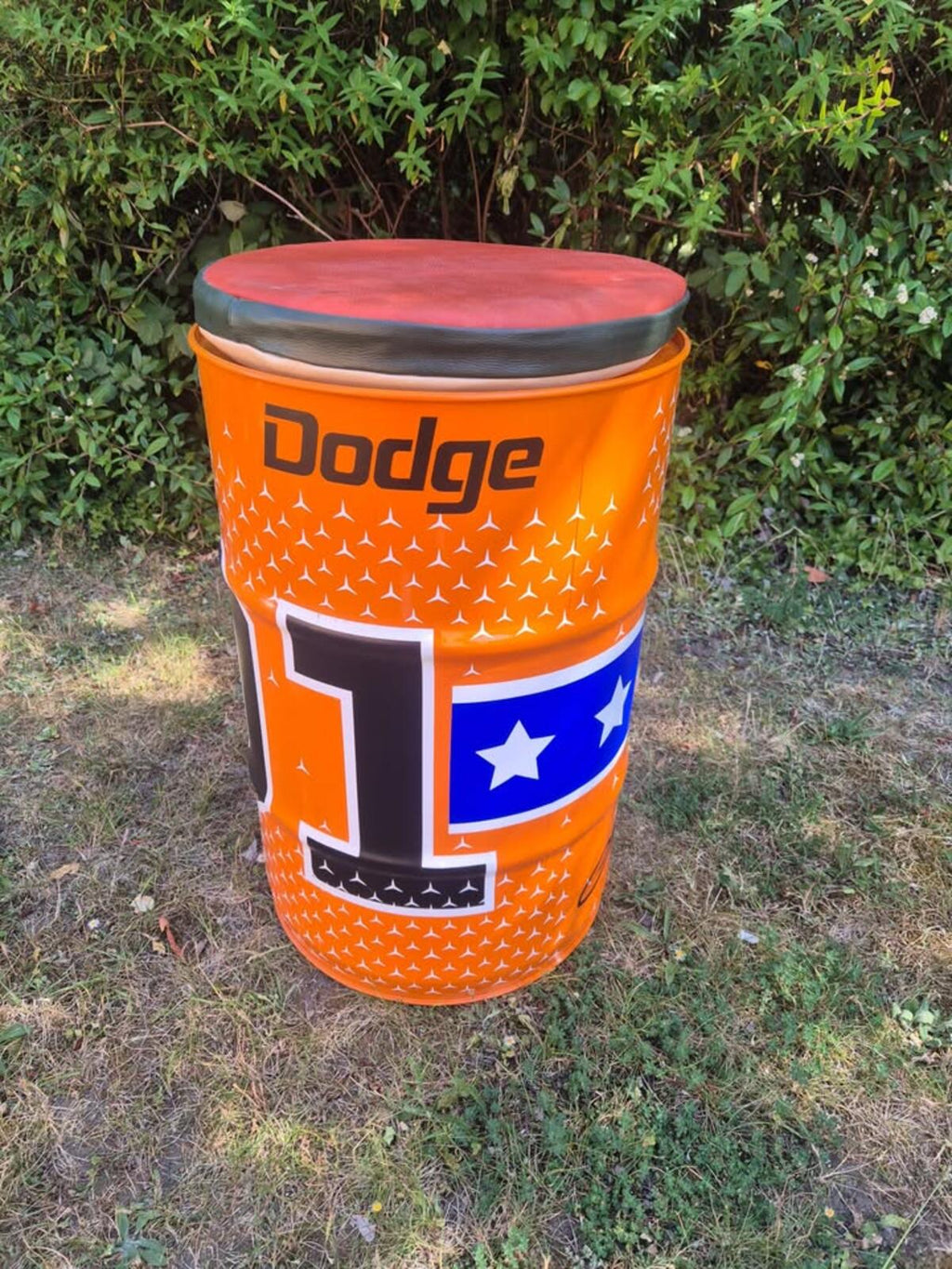 Quirky Dodge Charger Theme Oil Drum Stool
