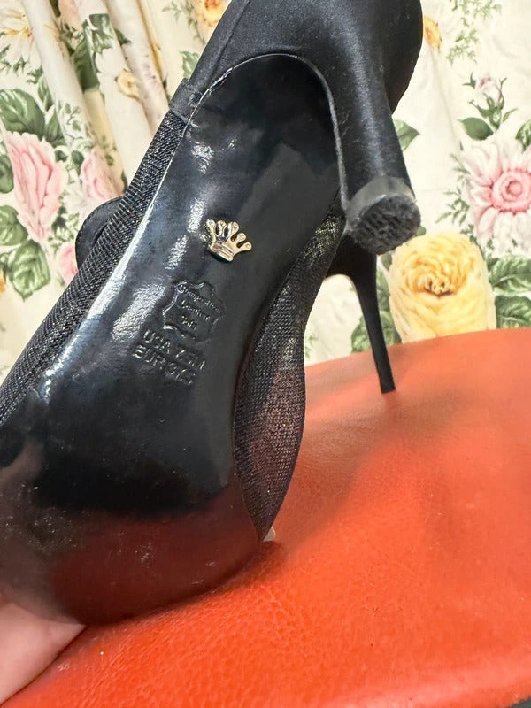 Mina Black Mesh Heels - Size 4.5 UK