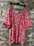 Yours Pink and Red Floral Top - Size 30