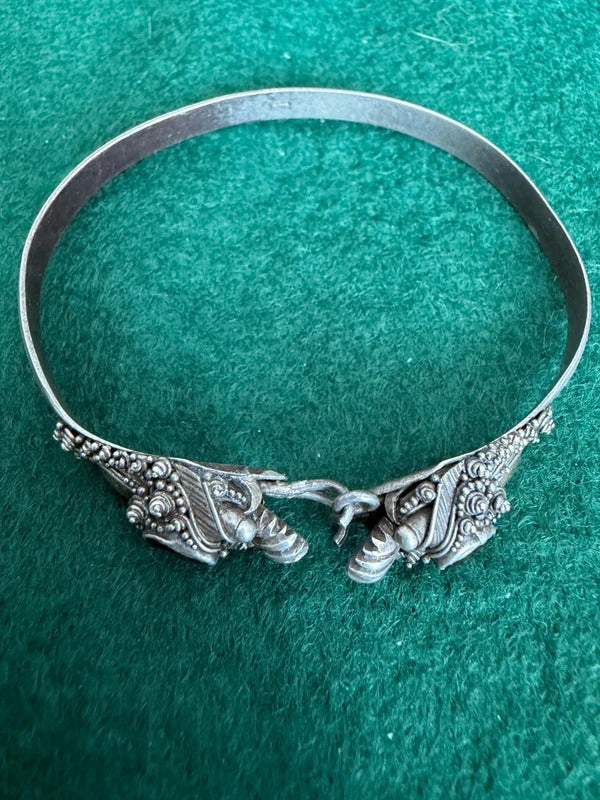 Sterling Silver Dragon Open Bangle