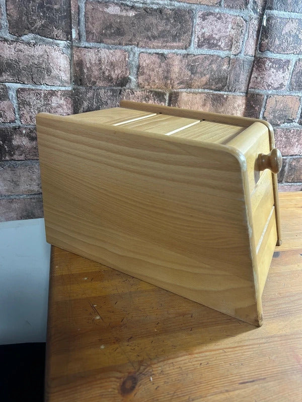 Beech Wood Bread Bin with Drop Front