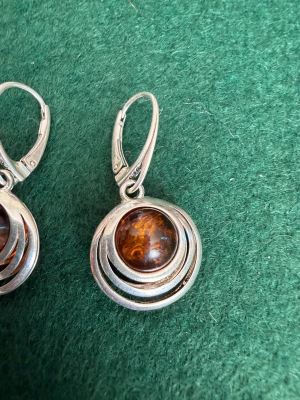 Sterling Silver and Amber Earrings