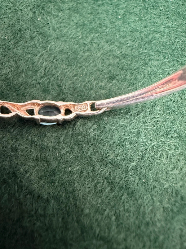 Sterling Silver and Blue Topaz Open Bangle