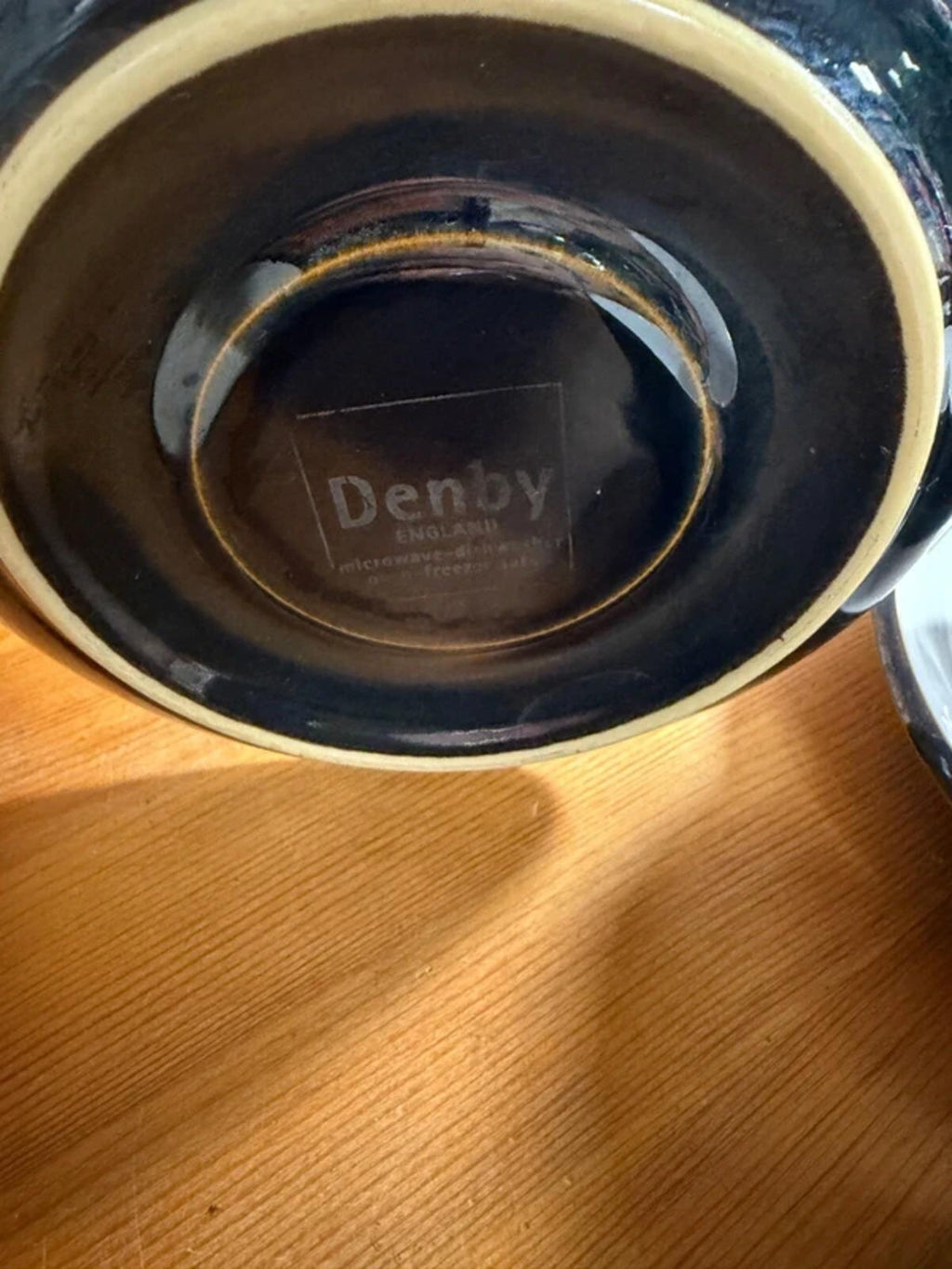 Pair of Denby Black Stoneware Teacups and Saucers