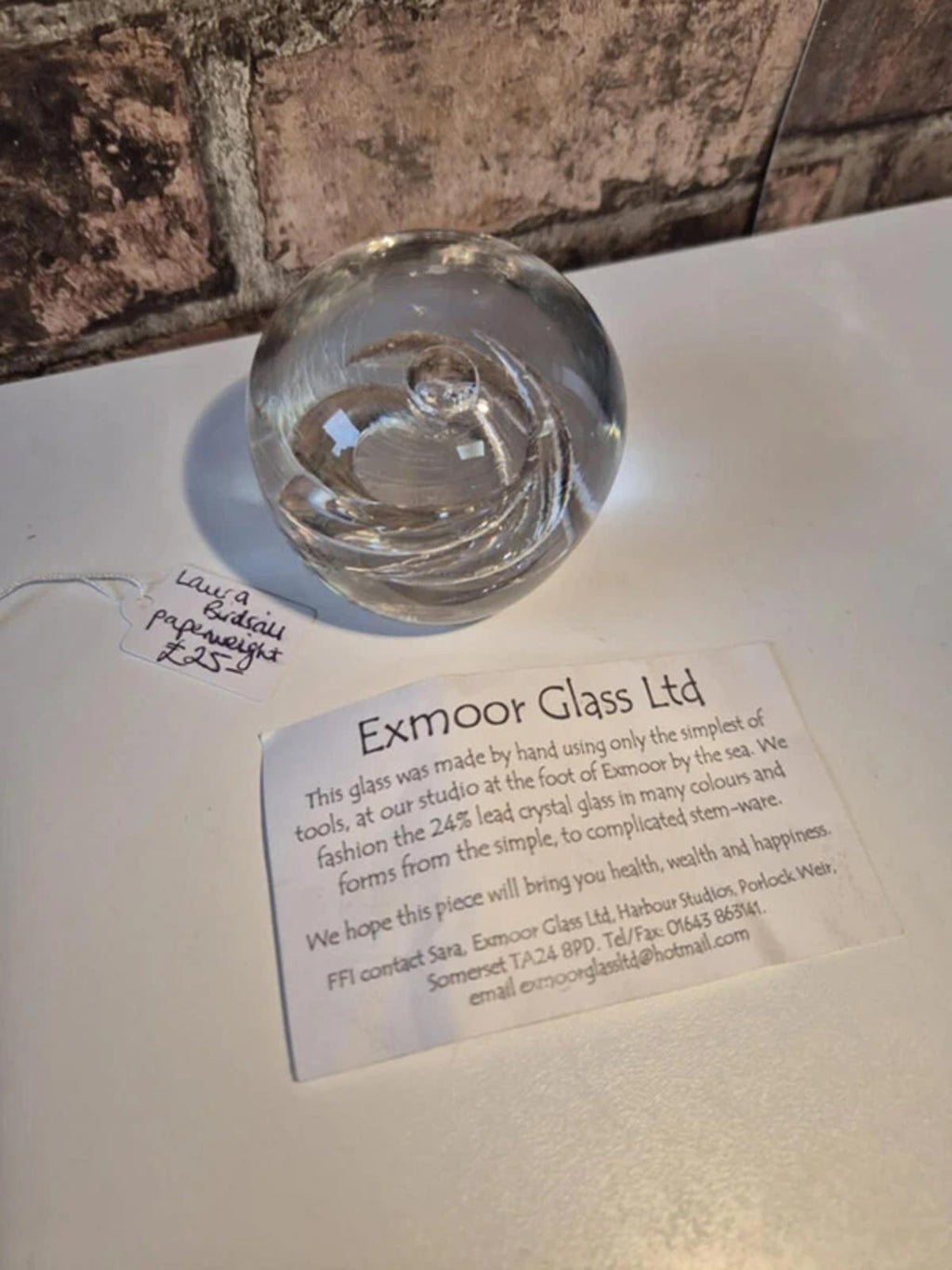 Exmoor Glass Laura Birdsall Patterned Paperweight