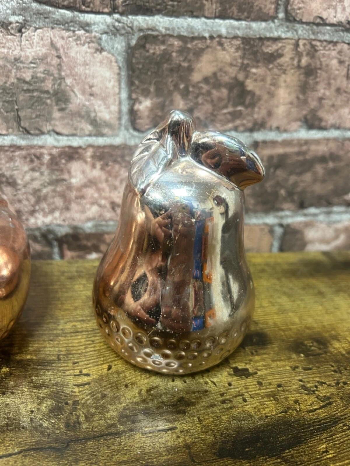 Bronze Effect Pear and Apple Decor Ornaments