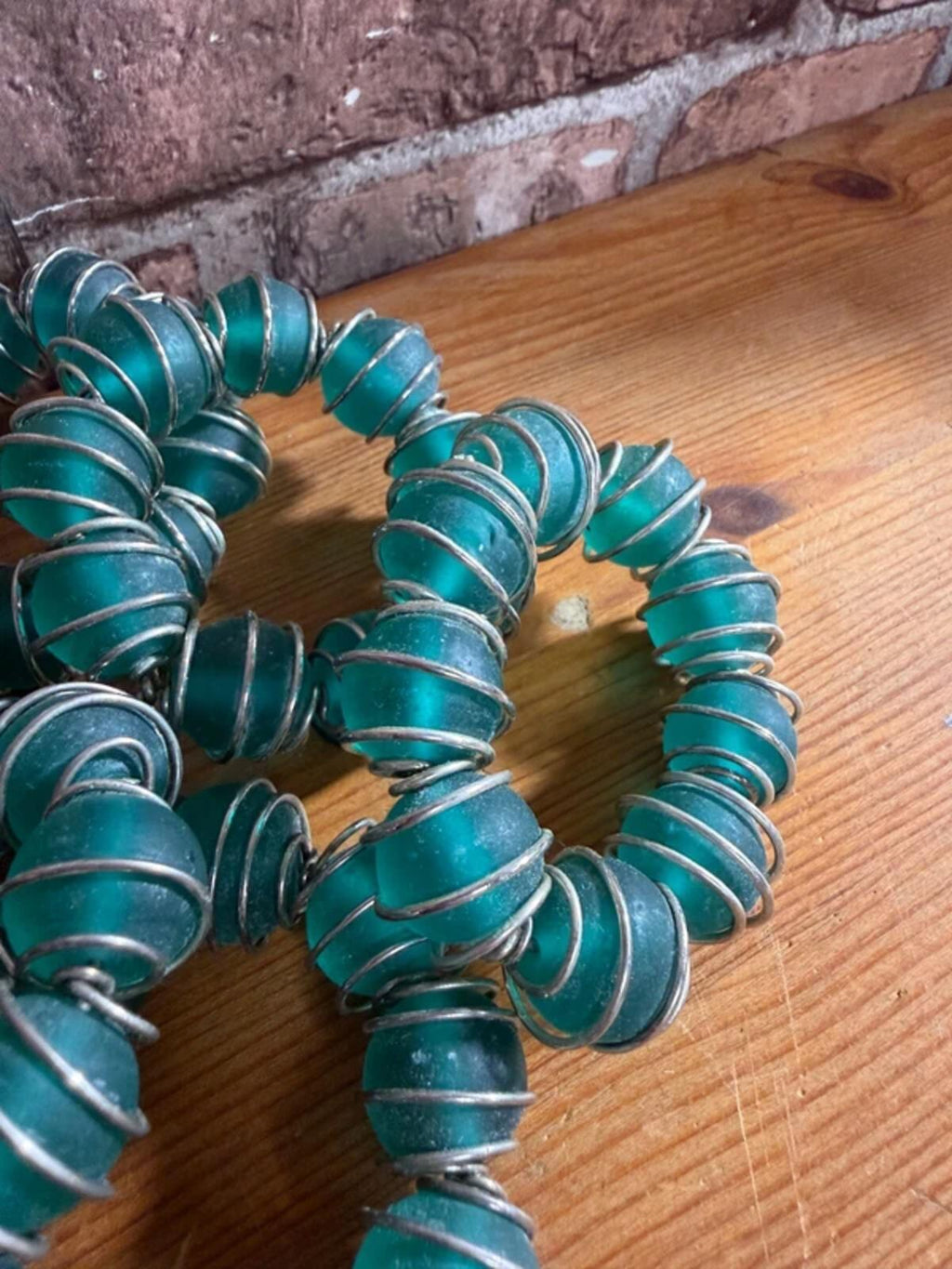 Blue/Green Stone Napkin Rings x 6