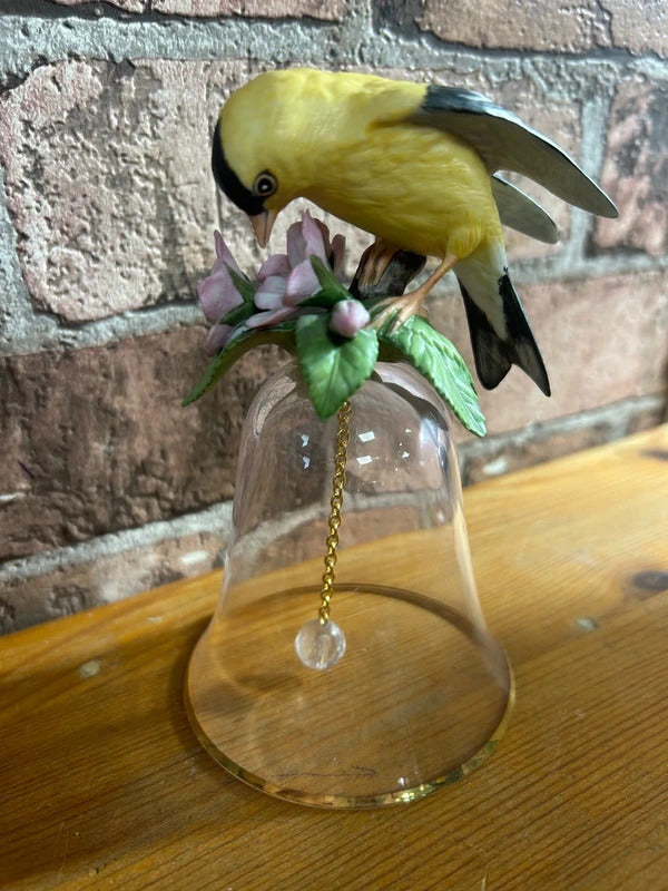 American Goldfinch Bird Porcelain Crystal Bell - Franklin Mint