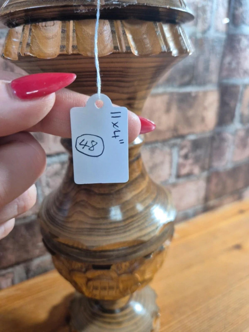 Handcarved wooden vase