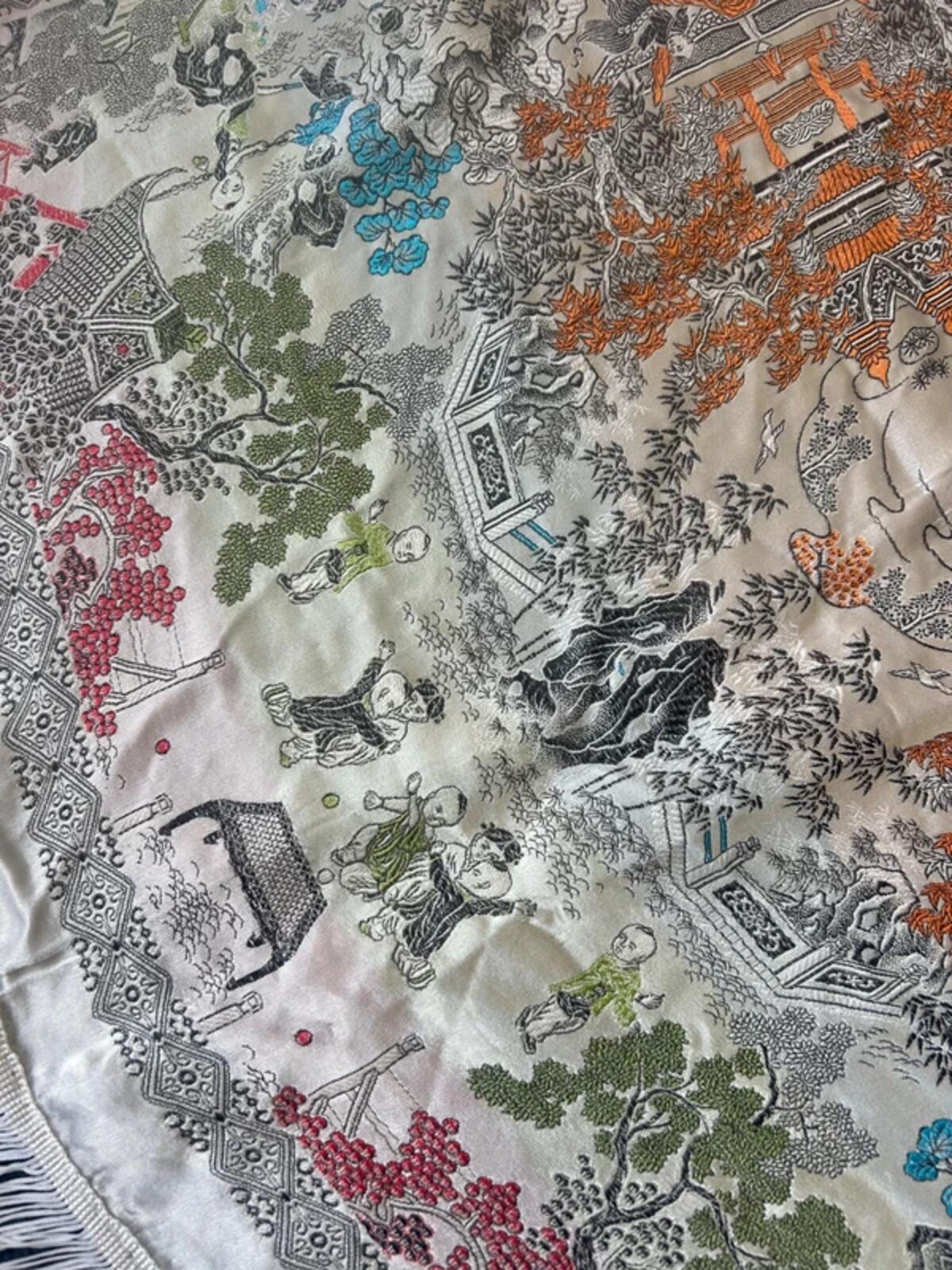 Chinese Silk Brocade Tapestry Tablecloth/Wallhanging