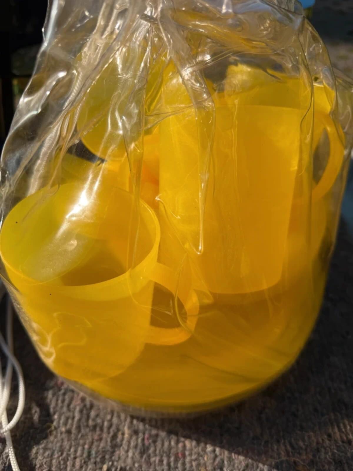 Vintage Yellow Picnic Set in Storage Bag
