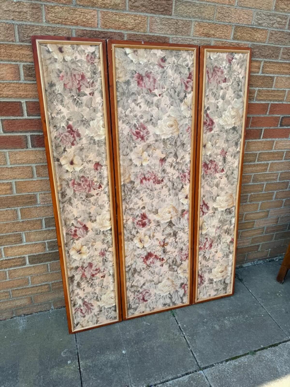 Wooden and Tapestry Bi-fold Screen