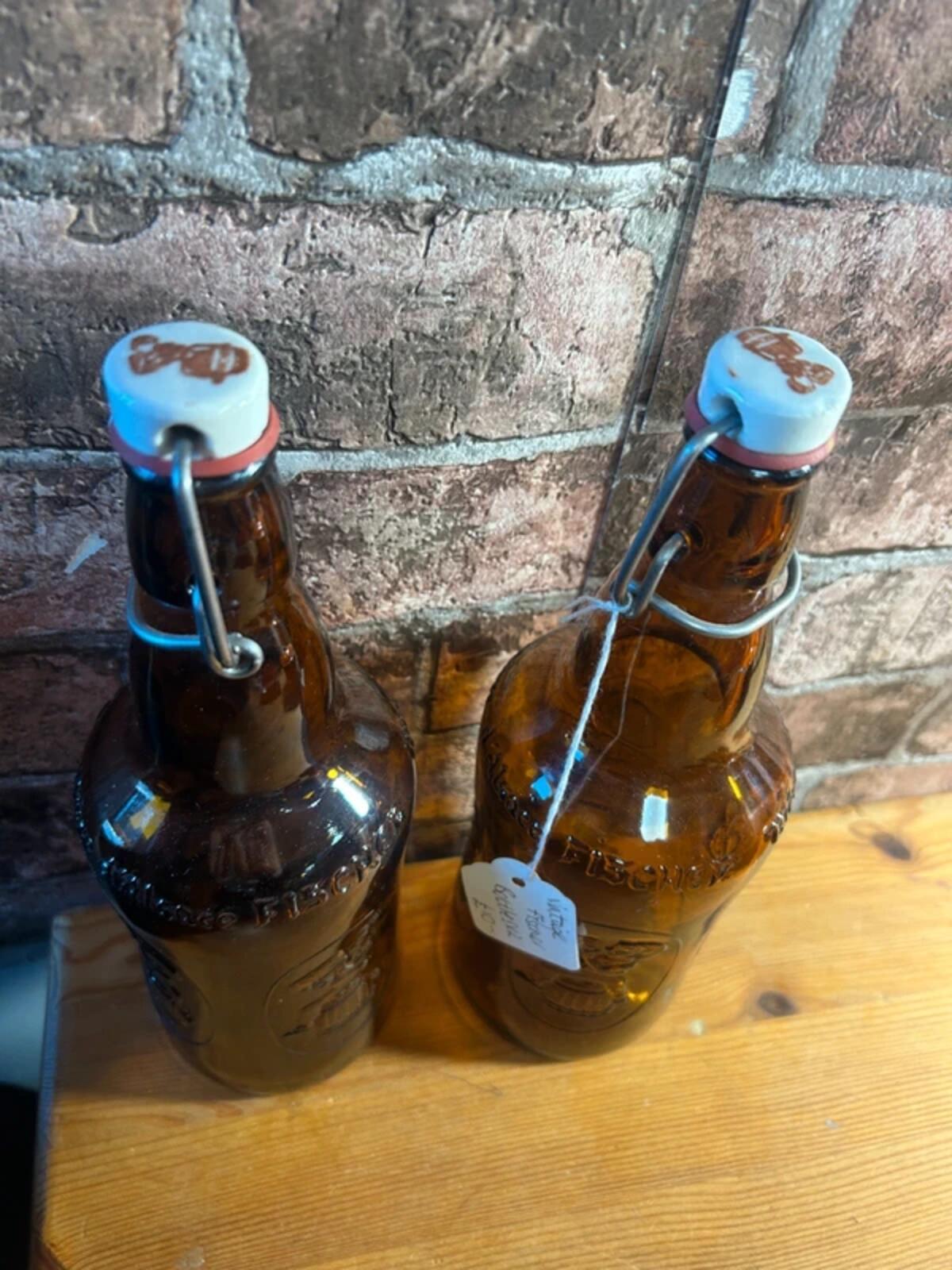 Vintage Fischer Glass Bottles with Lids x 2
