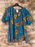 Blue Floral Diamonte Top - Size 14