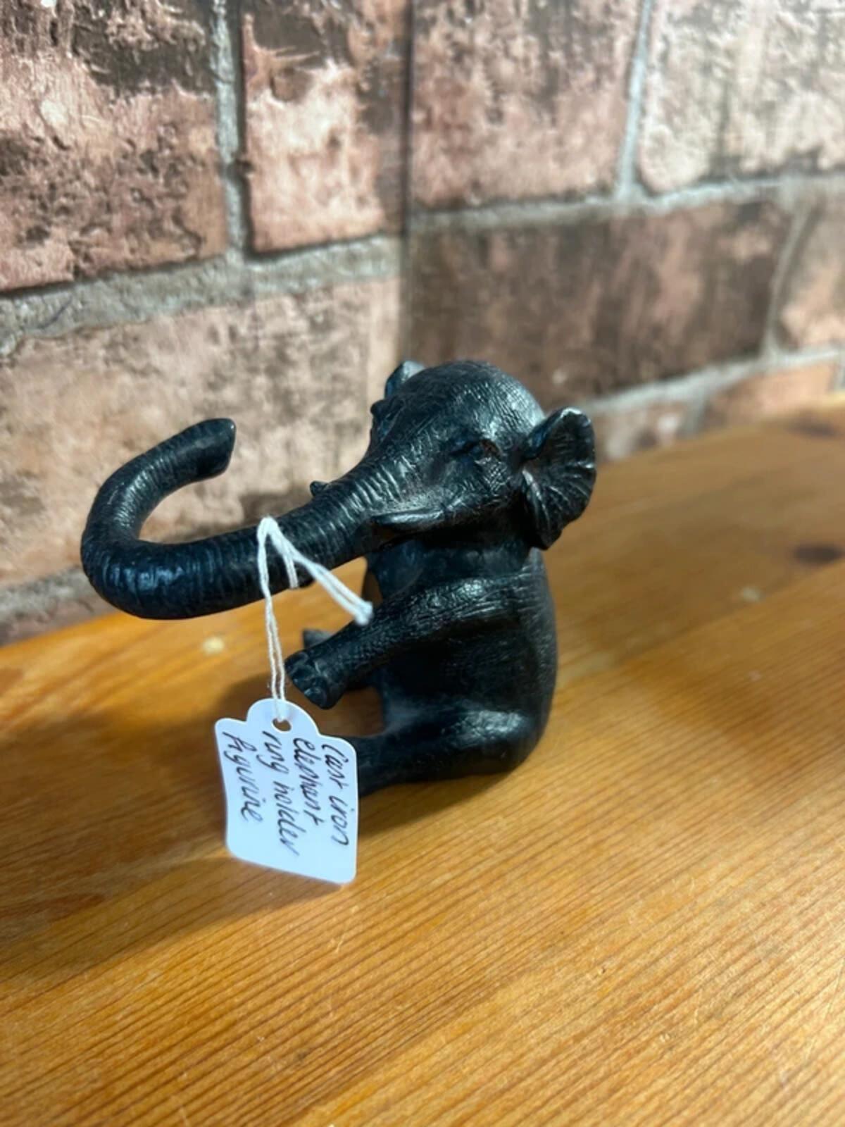 Cast Iron Elephant Ring Holder Figurine