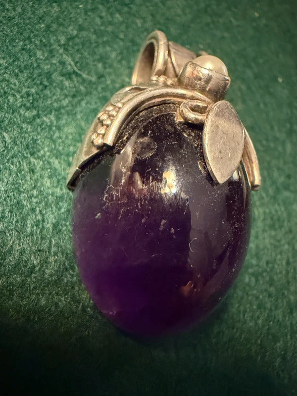 Sterling Silver and Amethyst Large Pendant - 33.8g