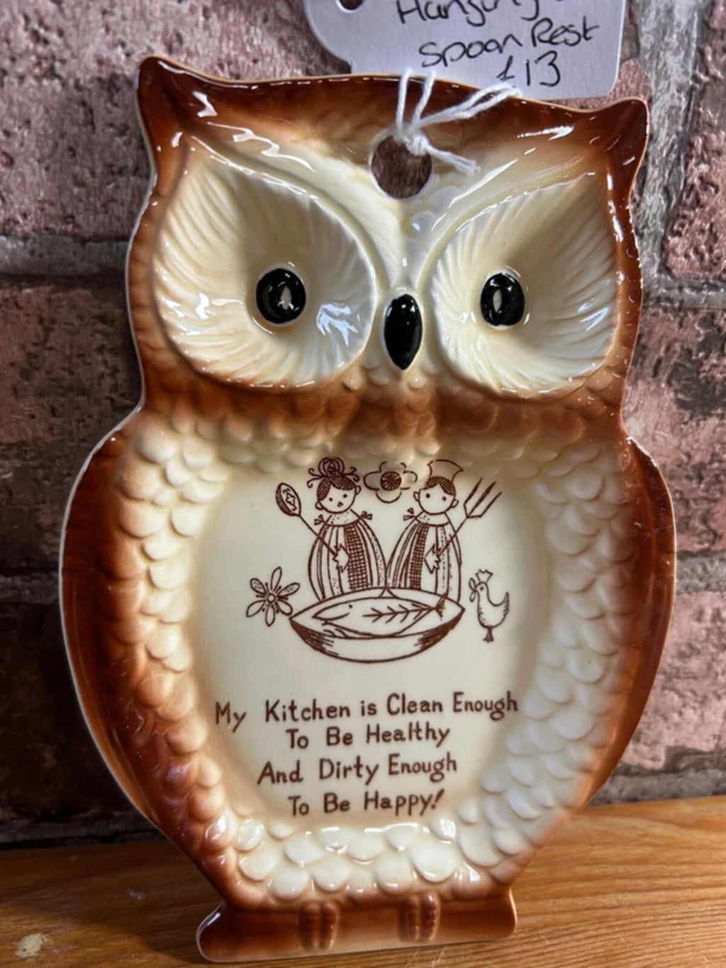 1960's Owl Ceramic Hanging or Spoon Rest