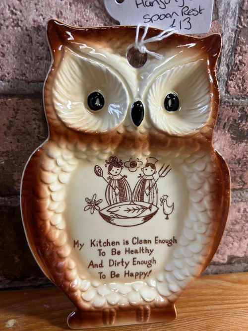 1960's Owl Ceramic Hanging or Spoon Rest