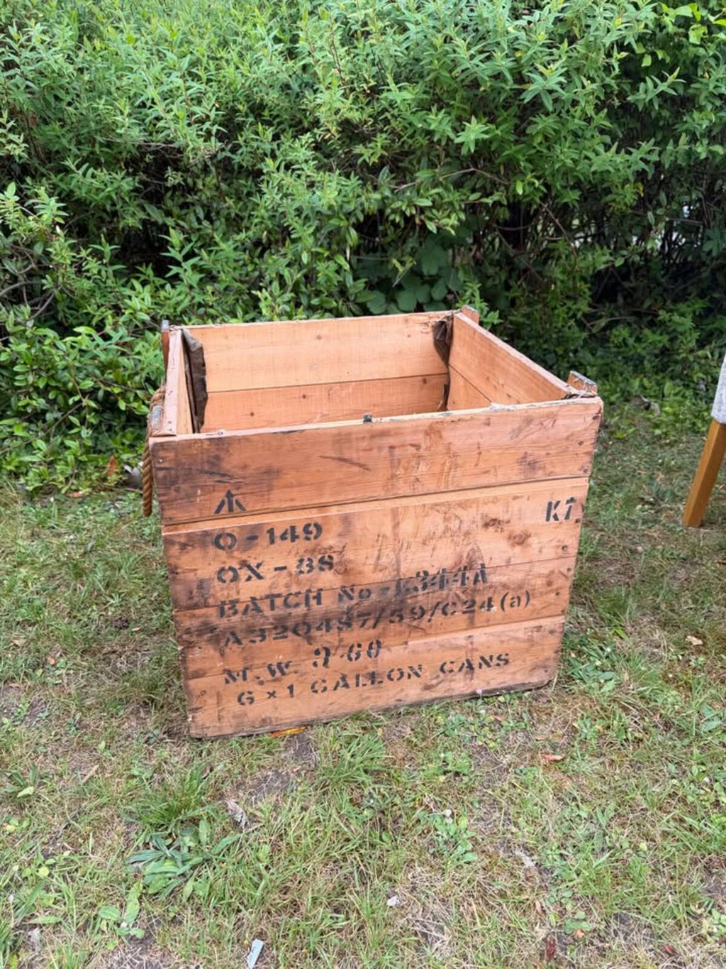 Vintage Reclaimed Pine Box with Rope Handles