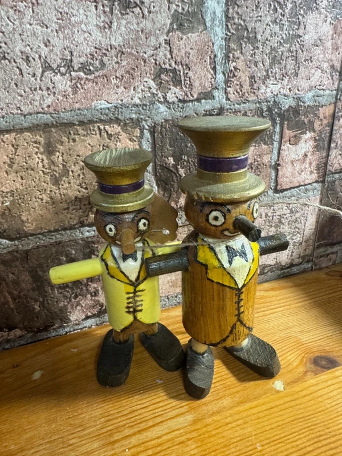 Pair of Vintage Wooden Folk Figures