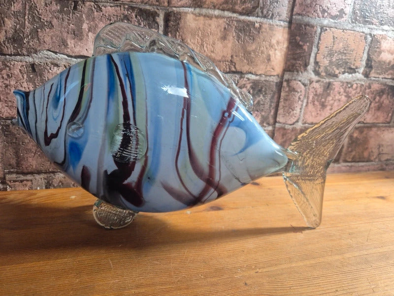 Vintage large handblown glass fish