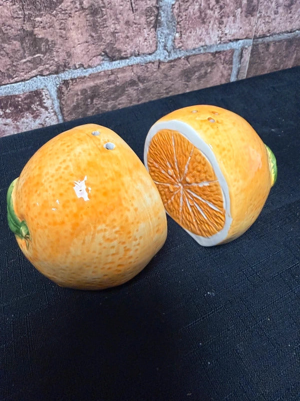 Ceramic Orange Salt and Pepper Pots