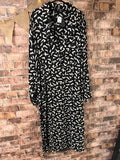 JD Williams Black and Cream Pattered Dress - Size 24