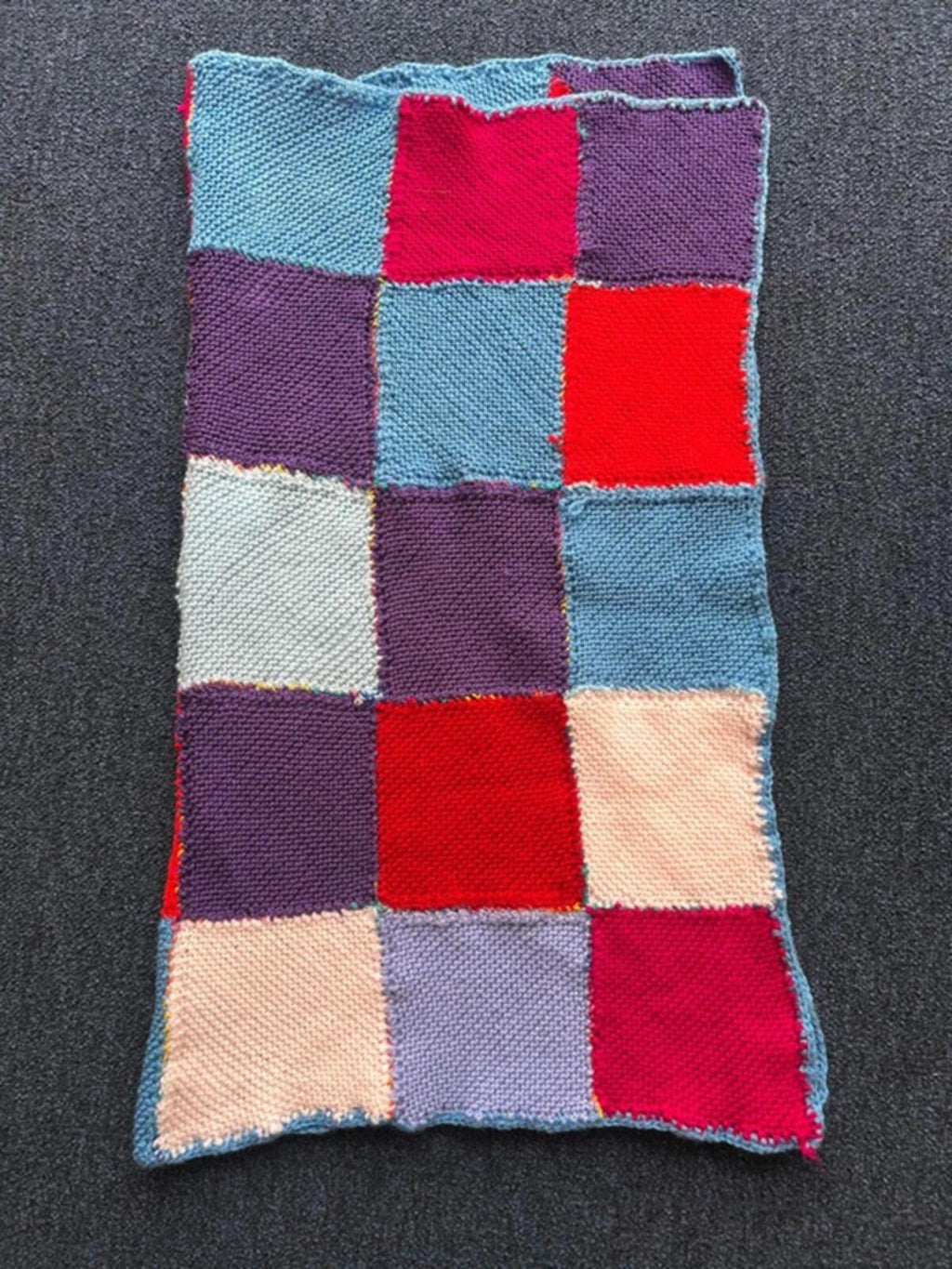 Hand Knitted Squares Blanket