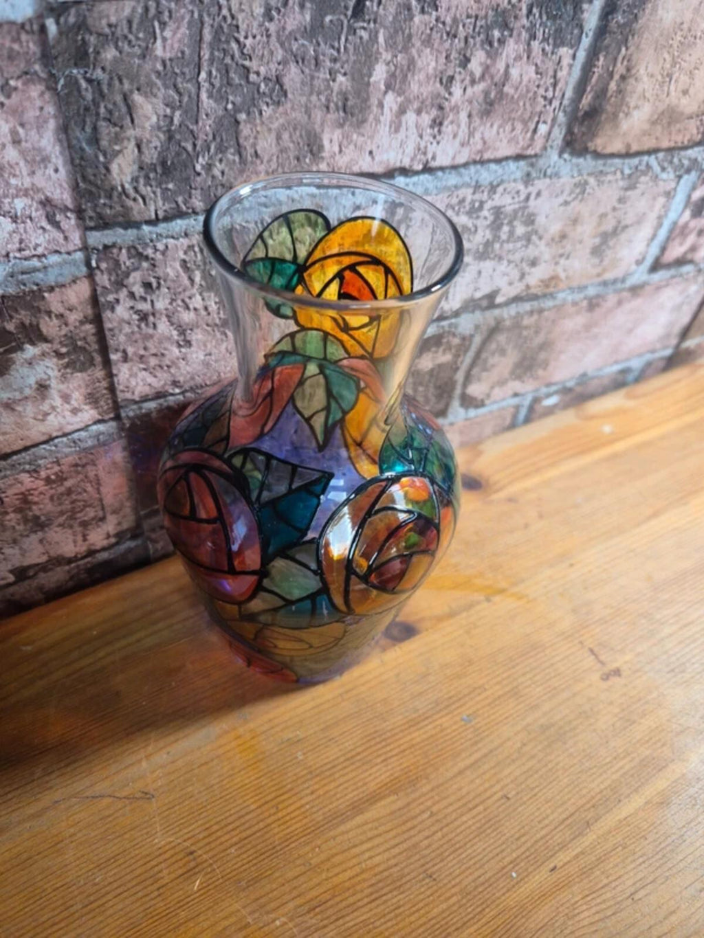 Stained Glass Floral Vase