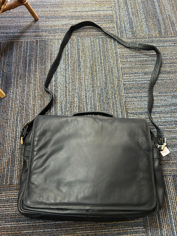 Black Office Bag with Short and Long Handles