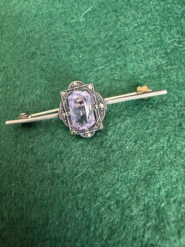 Antique Sterling Silver Bar Brooch