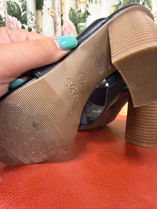 M&S black open toe heels - size 4