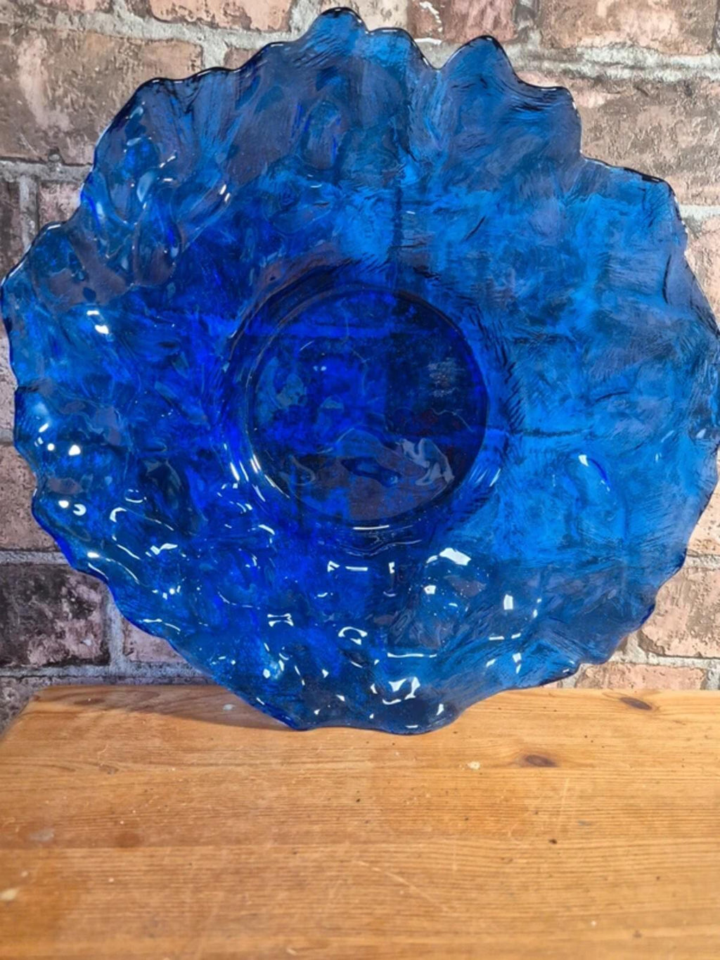 Scandinavian Textured Cobalt Blue Glass Bowl