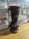 Vintage Hand Carved Wooden Vase (Floral Leaf Design)