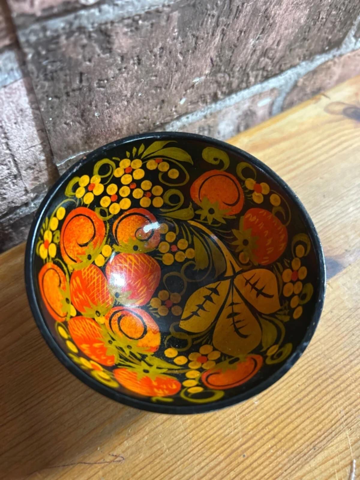 Vintage Wooden Painted Pot